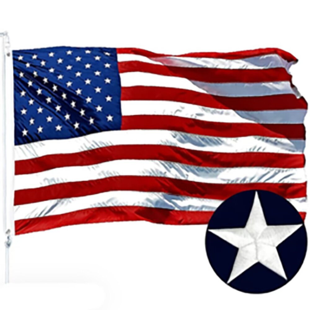 Large 4x6 FT American Flag Heavy Duty Outdoor Embroidered Stars NWT
